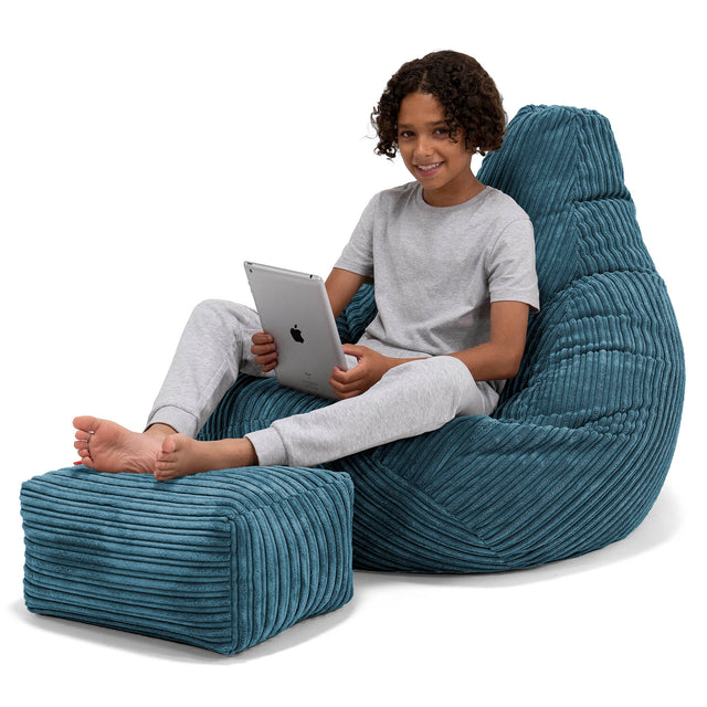 Gaming Kinderzitzakstoel 6-14 jaar oud - Corduroy Marineblauw 01