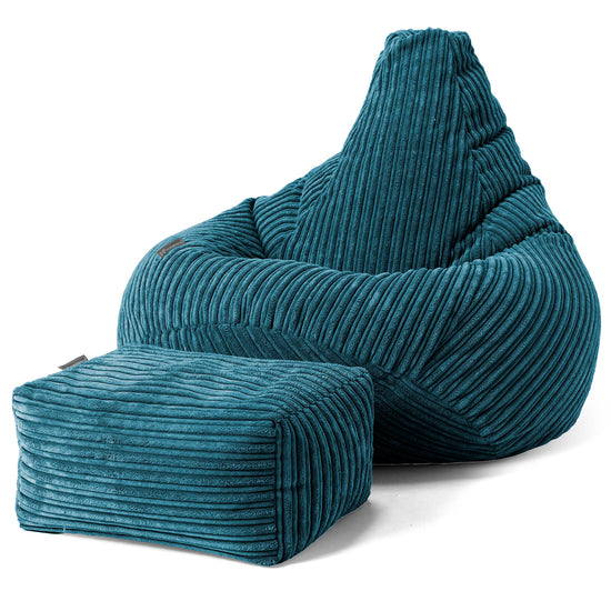 Gaming Kinderzitzakstoel 6-14 jaar oud - Corduroy Teal 02