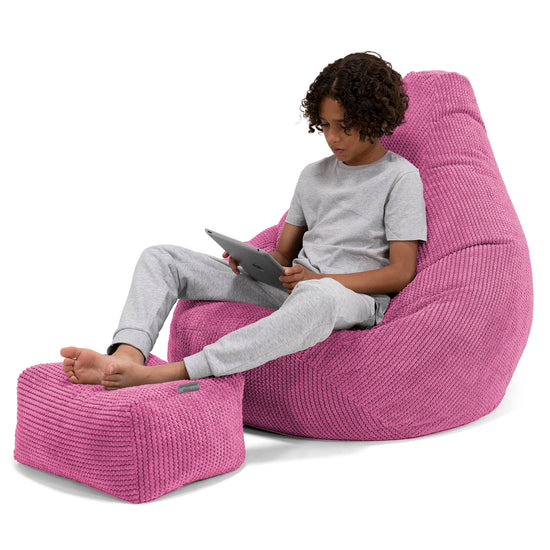Gaming Kinderzitzakstoel 6-14 jaar oud - Pompom Roze 01