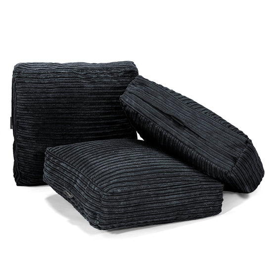 Groot Vloerkussen - Corduroy Zwart 04