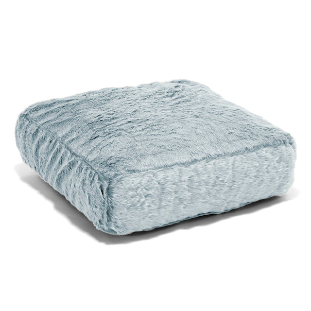 Groot Vloerkussen - Nepkonijnenbont Stoffig Blauw 01
