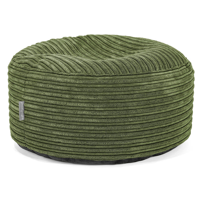 Grote Ronde Voetenbank - Corduroy Bosgroen 01