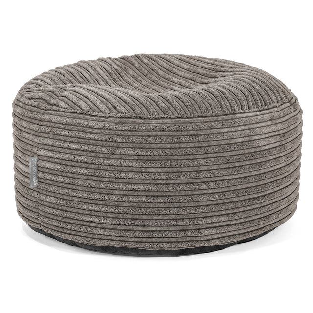 Grote Ronde Voetenbank - Corduroy Graphite Grijs 01