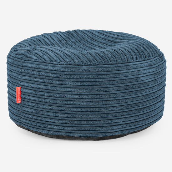 Grote Ronde Voetenbank - Corduroy Marineblauw 01