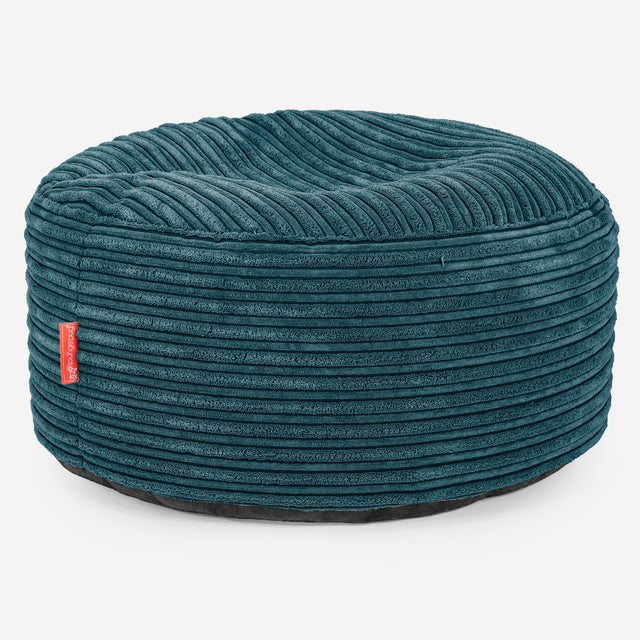Grote Ronde Voetenbank - Corduroy Teal 01