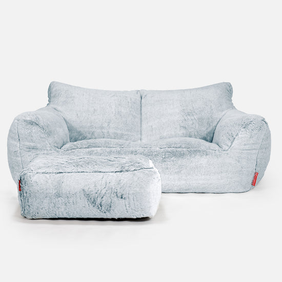 Josephine Zitzak Bank - Nepkonijnenbont Stoffig Blauw 02