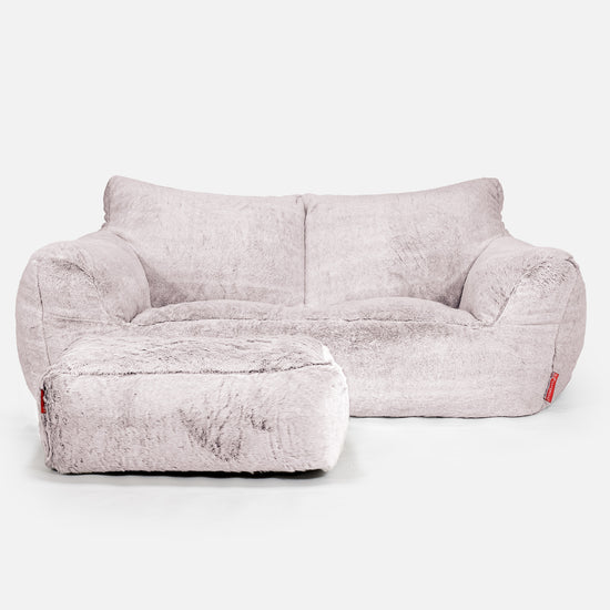 Josephine Zitzak Bank - Nepkonijnenbont Stoffig Roze 02