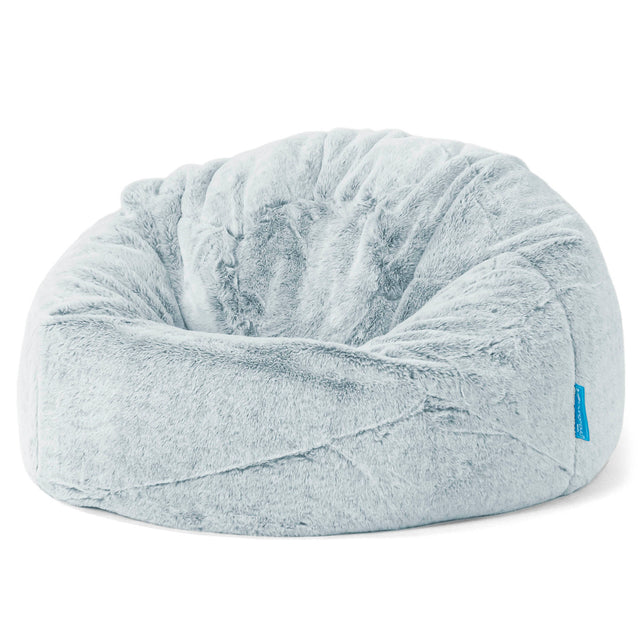 Kinder Klassieke Zitzak Stoel - Nepkonijnenbont Stoffig Blauw 01