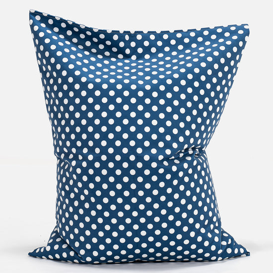 Kinder Zitzak Vloerkussen - Afdruk Blauw Polka Dot 01
