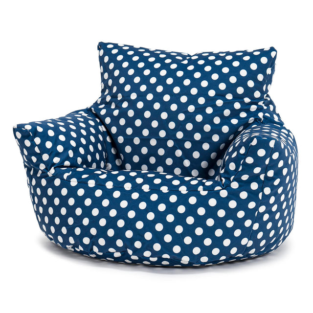 Kleuterfauteuil Zitzak 1-3 jaar oud - Afdruk Blauw Polka Dot 01