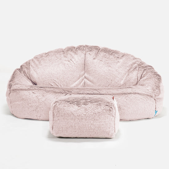 Kinderzitzakbank Bubble - Nepkonijnenbont Stoffig Roze 02