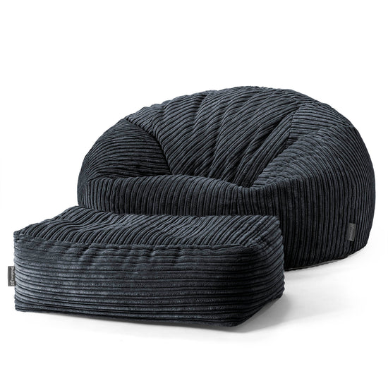 Klassieke Zitzak Stoel Bank - Corduroy Zwart 02