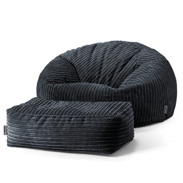 Klassieke Zitzak Stoel Bank - Corduroy Zwart 02
