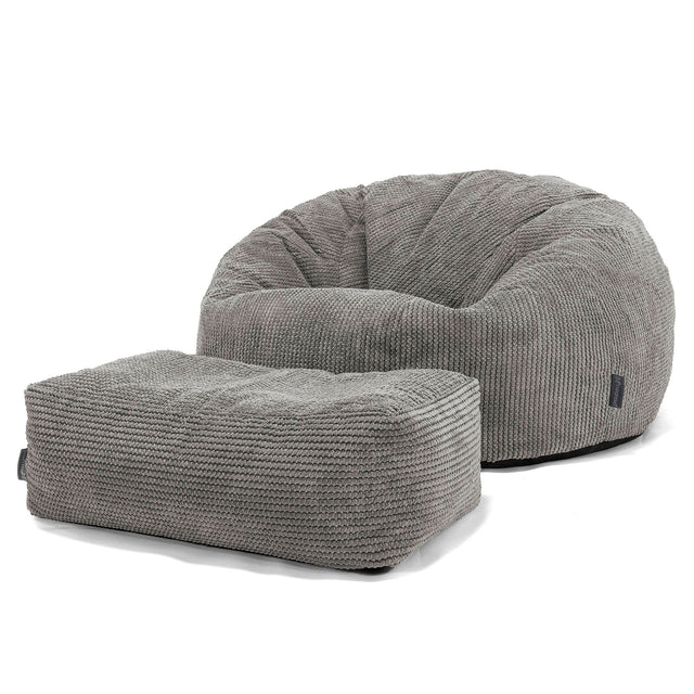 Klassieke Zitzak Stoel Bank - Pompom Antraciet 02