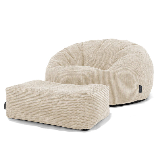 Klassieke Zitzak Stoel Bank - Pompom Crème 02