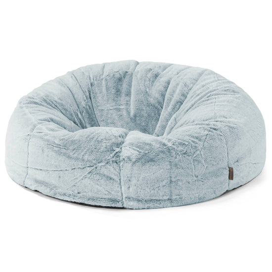 Klassieke Zitzak Stoel Bank - Nepkonijnenbont Stoffig Blauw 01