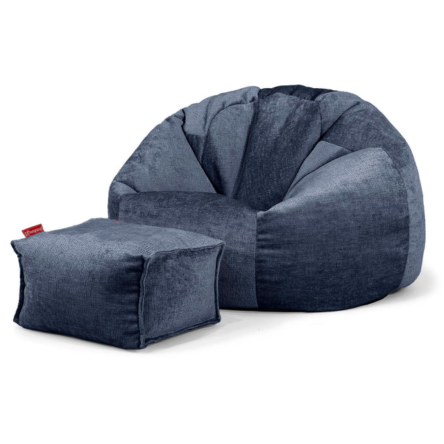 Klassieke Zitzak Stoel - Chenille Marineblauw 02