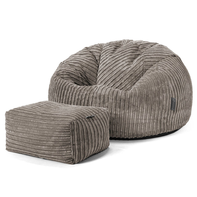 Klassieke Zitzak Stoel - Corduroy Graphite Grijs 02