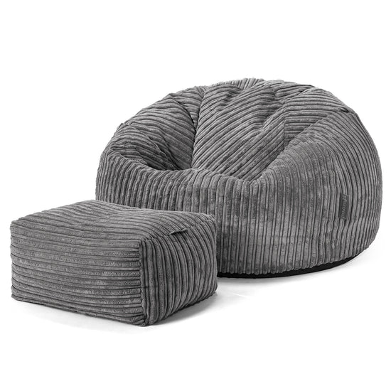 Klassieke Zitzak Stoel - Corduroy Steelgrijs 02
