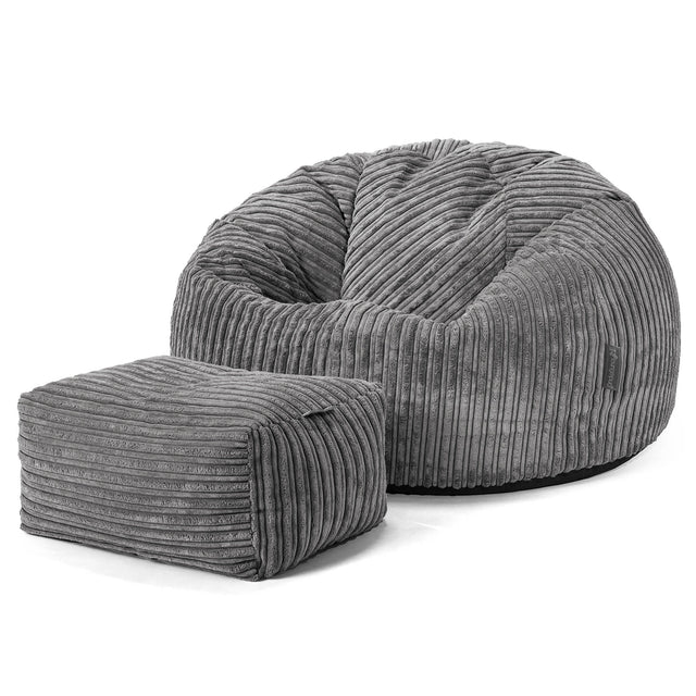 Klassieke Zitzak Stoel - Corduroy Steelgrijs 02