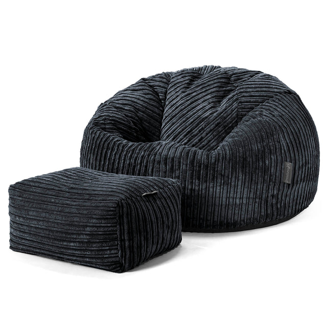 Klassieke Zitzak Stoel - Corduroy Zwart 02