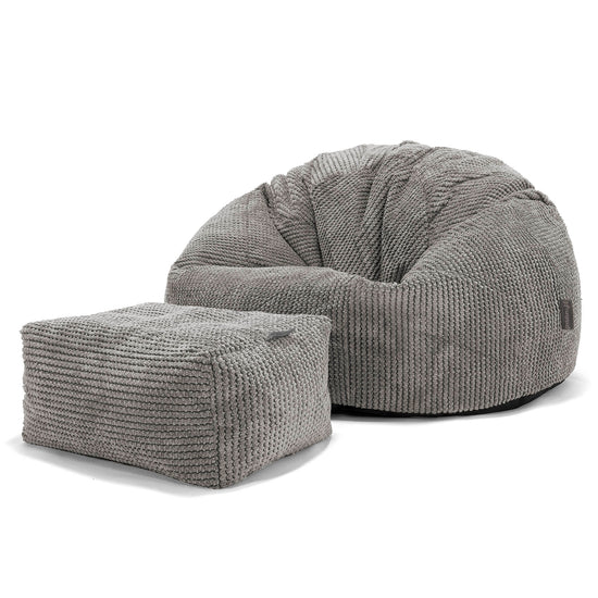 Klassieke Zitzak Stoel - Pompom Antraciet 02