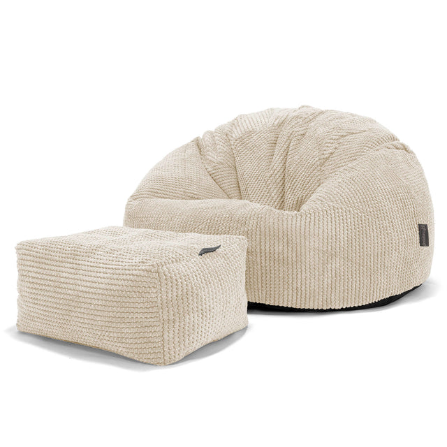 Klassieke Zitzak Stoel - Pompom Crème 02