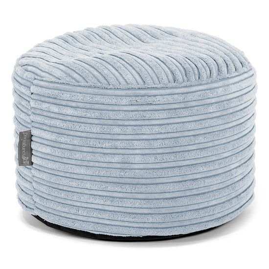 Kleine Ronde Voetenbank - Corduroy Baby Blauw 01