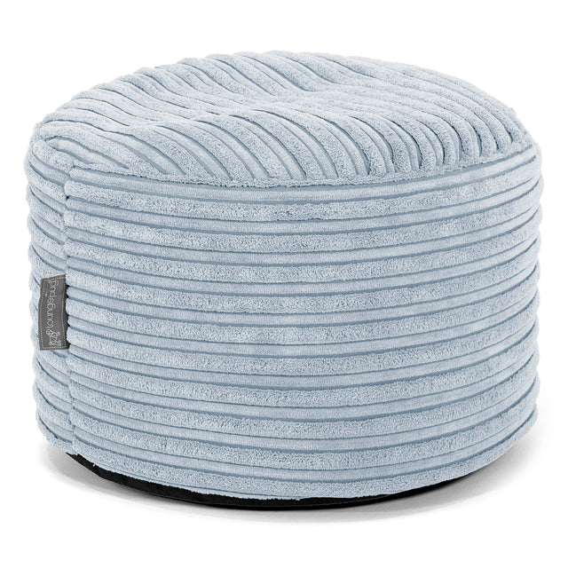 Kleine Ronde Voetenbank - Corduroy Baby Blauw 01