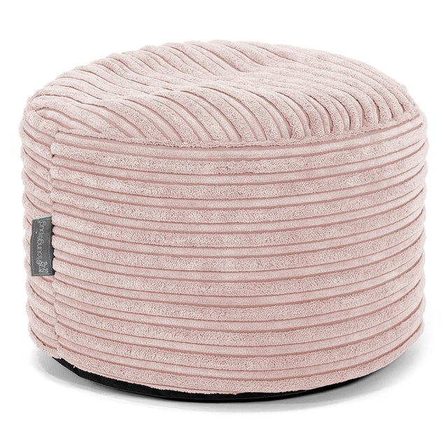 Kleine Ronde Voetenbank - Corduroy Blozen Roze 01