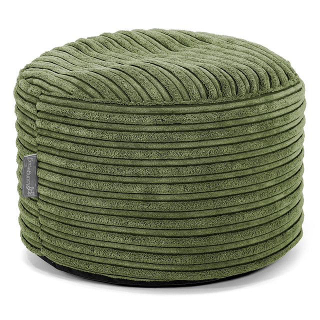 Kleine Ronde Voetenbank - Corduroy Bosgroen 01