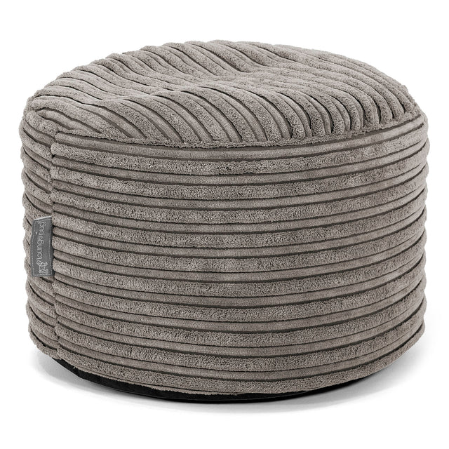 Kleine Ronde Voetenbank - Corduroy Graphite Grijs 01