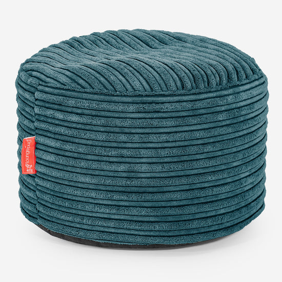 Kleine Ronde Voetenbank - Corduroy Teal 01
