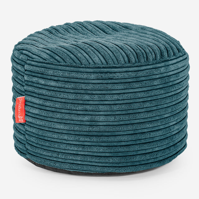 Kleine Ronde Voetenbank - Corduroy Teal 01