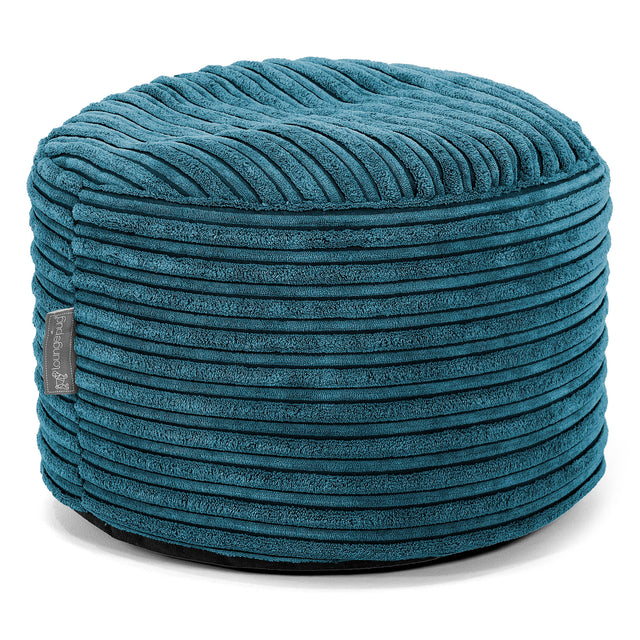 Kleine Ronde Voetenbank - Corduroy Teal 01