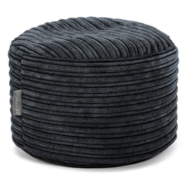 Kleine Ronde Voetenbank - Corduroy Zwart 01
