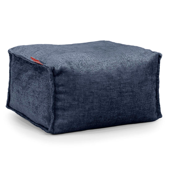 Kleine Voetenbank - Chenille Marineblauw 01