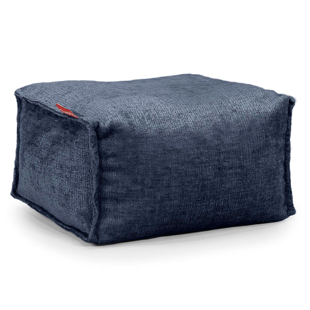 Kleine Voetenbank - Chenille Marineblauw 01