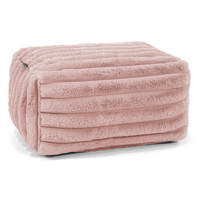 Kleine Voetenbank - Ultra Pluche Corduroy Stoffig Roze 01