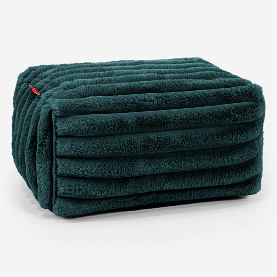 Kleine Voetenbank - Ultra Pluche Corduroy Teal 01