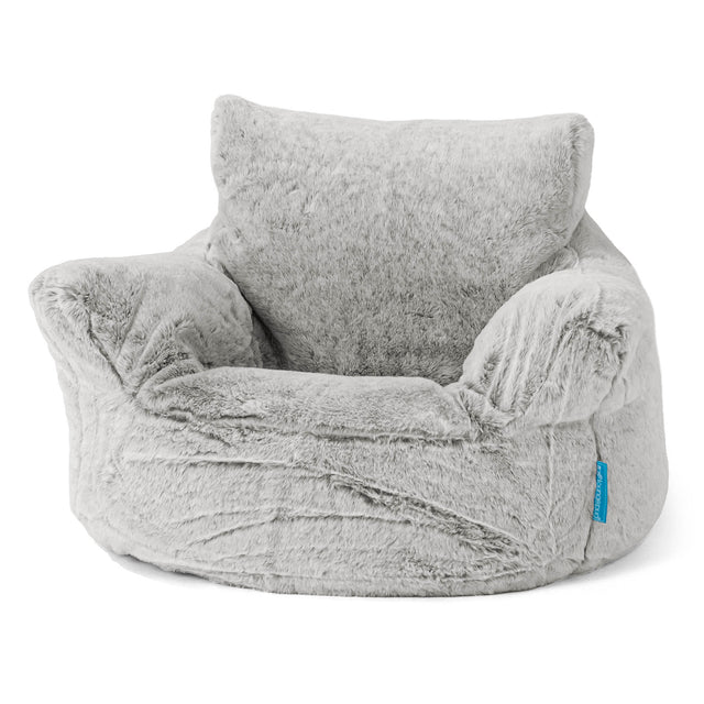 Kleuterfauteuil Zitzak 1-3 jaar oud - Nepkonijnenbont Lichtgrijs 01