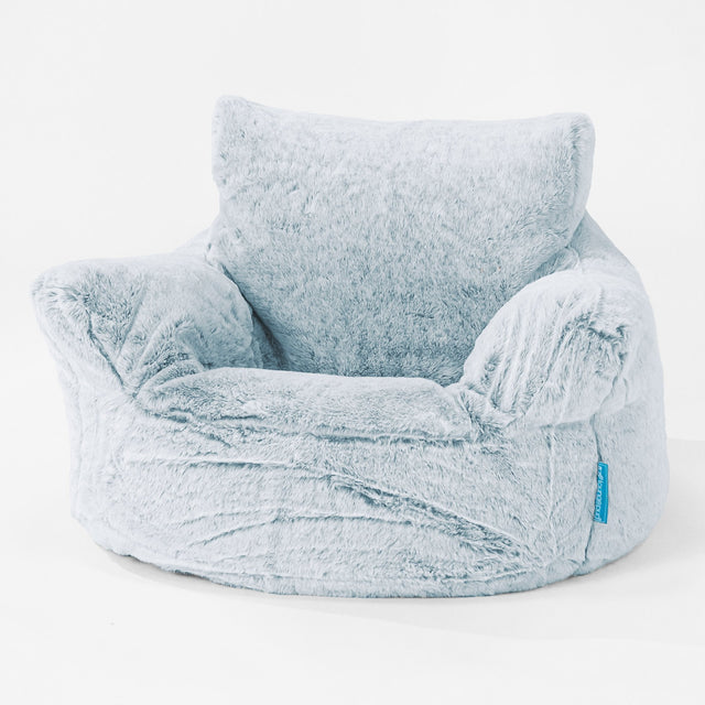 Kleuterfauteuil Zitzak 1-3 jaar oud - Nepkonijnenbont Stoffig Blauw 01