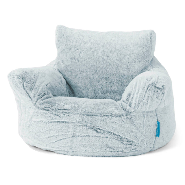 Kleuterfauteuil Zitzak 1-3 jaar oud - Nepkonijnenbont Stoffig Blauw 01