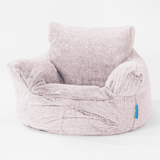 Kleuterfauteuil Zitzak 1-3 jaar oud - Nepkonijnenbont Stoffig Roze 01