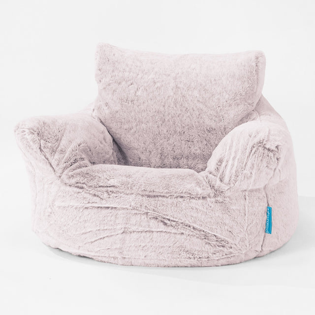 Kleuterfauteuil Zitzak 1-3 jaar oud - Nepkonijnenbont Stoffig Roze 01