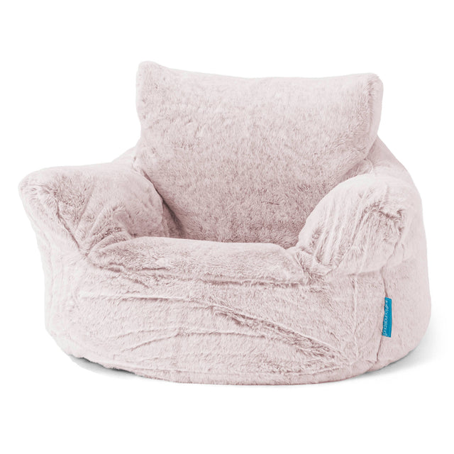 Kleuterfauteuil Zitzak 1-3 jaar oud - Nepkonijnenbont Stoffig Roze 01
