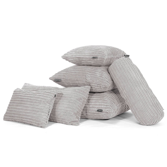 Kussenhoes Rond 50cm - Corduroy Aluminium Zilver 03