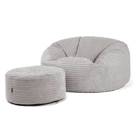 Mammoet Zitzak Bank - Corduroy Aluminium Zilver 04