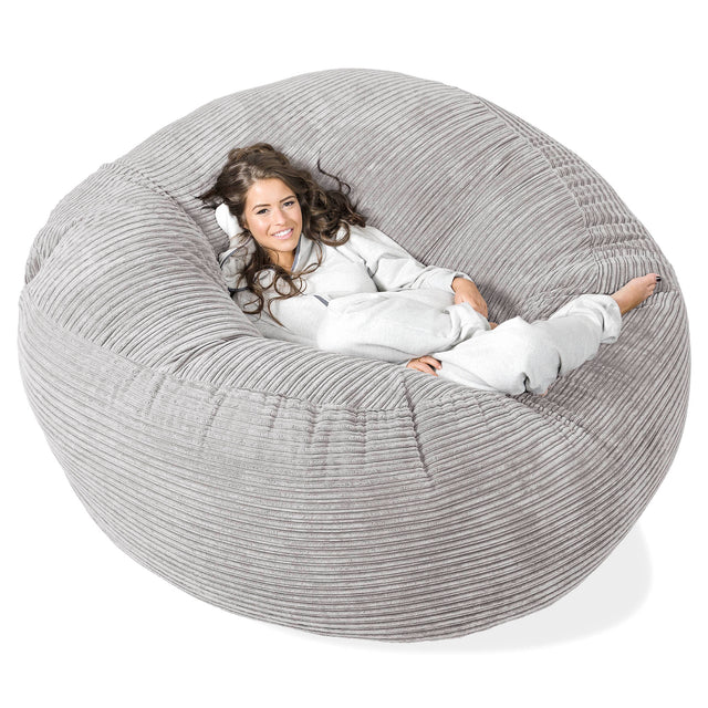 Mega-Mammoet Zitzak Bank - Corduroy Aluminium Zilver 01