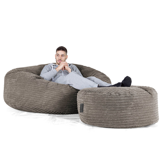 Mega-Mammoet Zitzak Bank - Corduroy Graphite Grijs 02